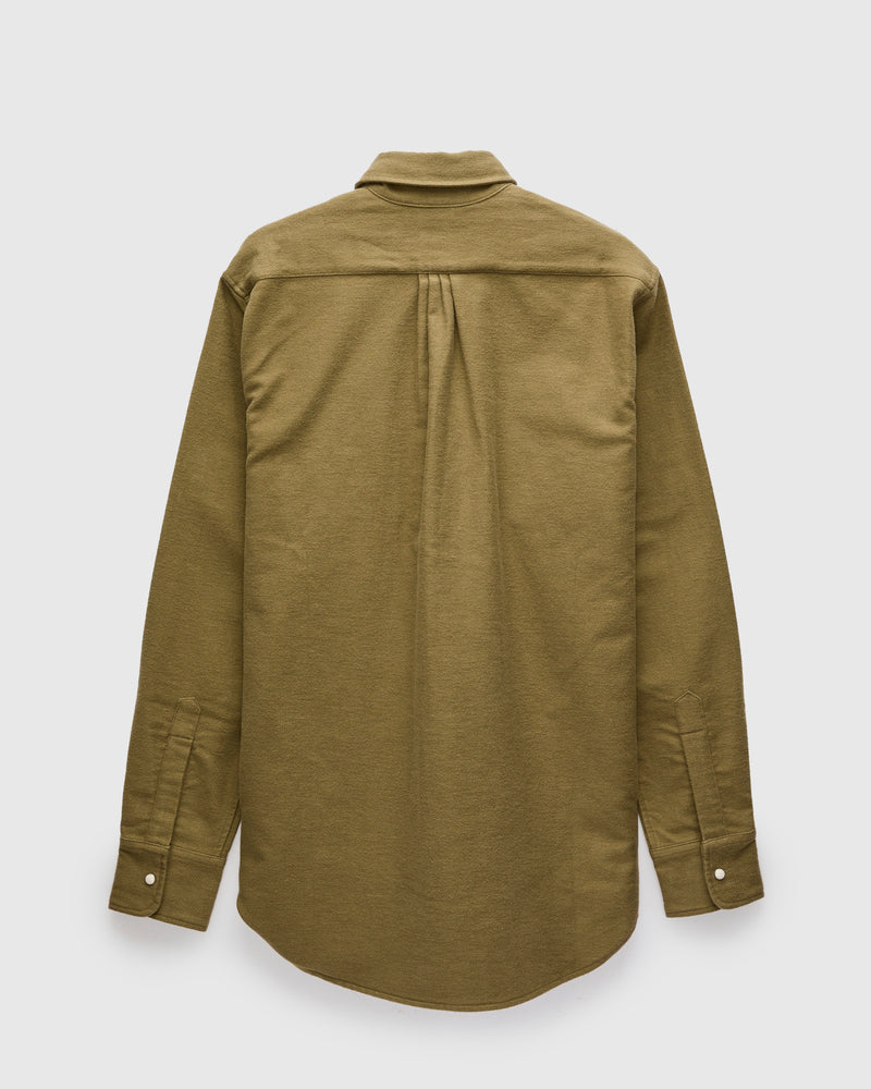 Moleskin Pearl Snap Shirt in Faded Olive
