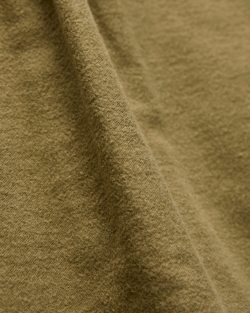 Moleskin Pearl Snap Shirt in Faded Olive