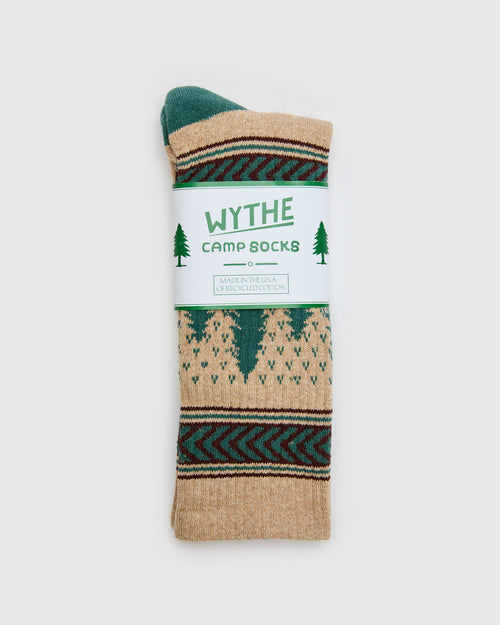 Recycled Cotton Camp Socks in Evergreen Pines