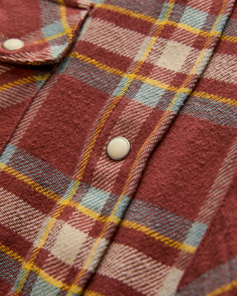 Washed Flannel Pearl Snap Shirt in Autumn Rust