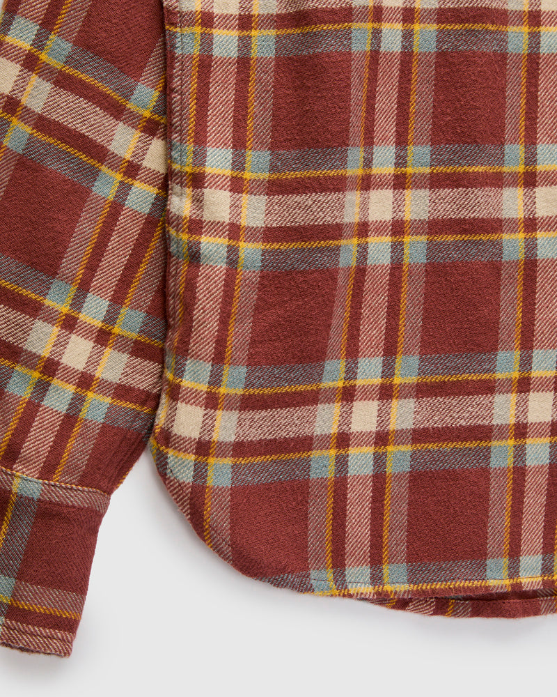 Washed Flannel Pearl Snap Shirt in Autumn Rust