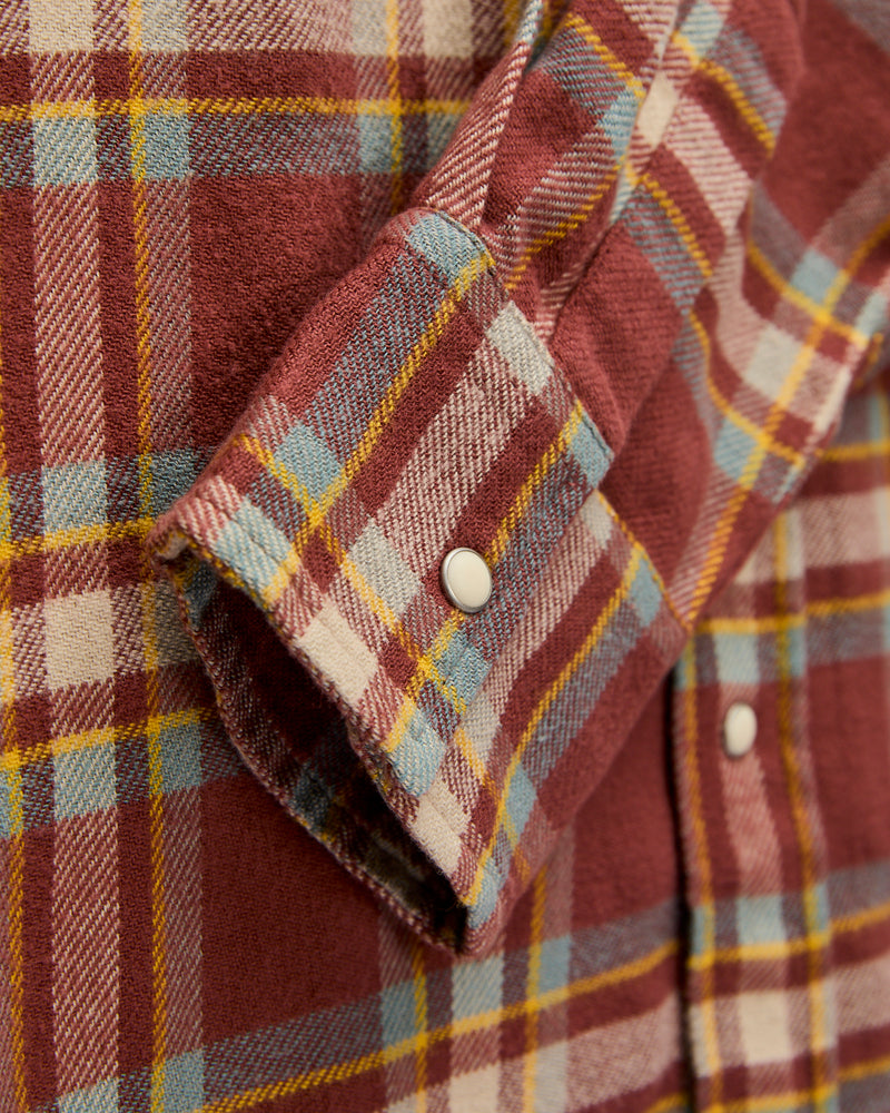 Washed Flannel Pearl Snap Shirt in Autumn Rust