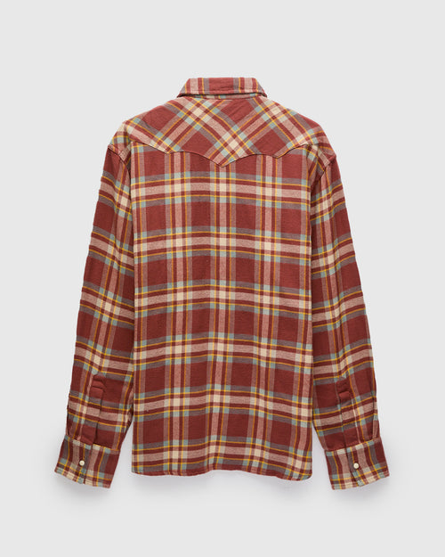 Washed Flannel Pearl Snap Shirt in Autumn Rust
