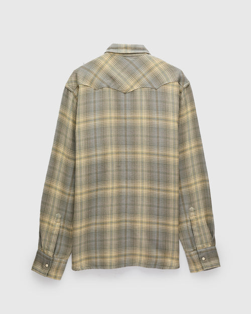 Washed Flannel Pearl Snap Shirt in Late Frost