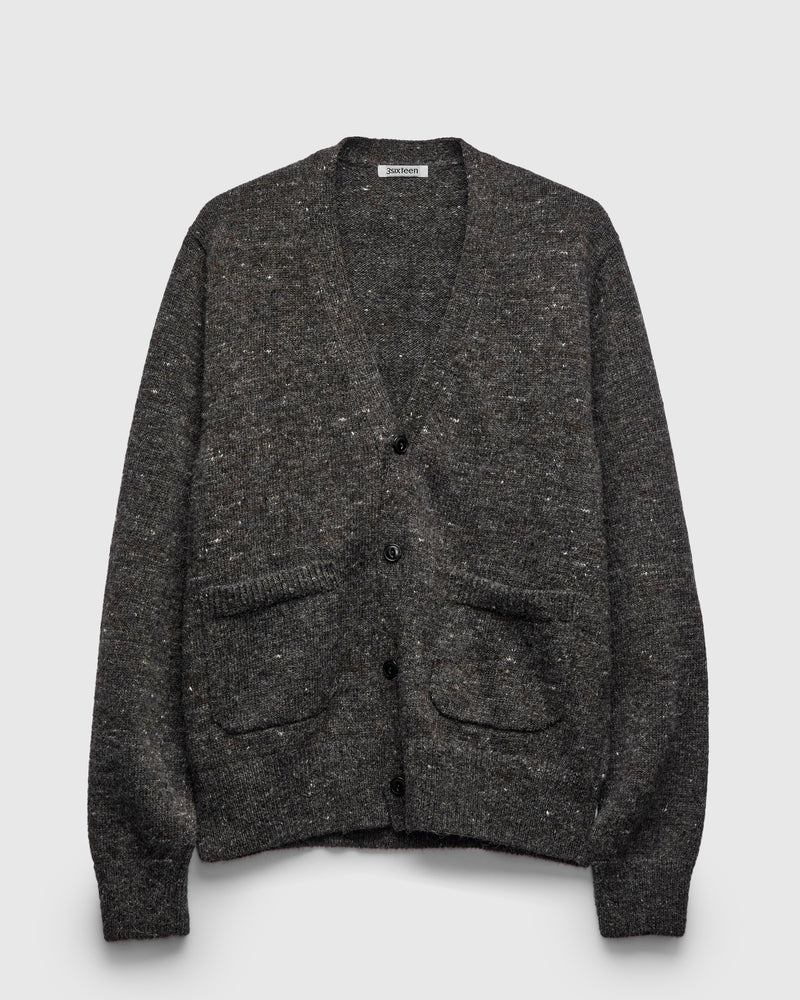 Alpaca Classic Cardigan in Pewter Tweed