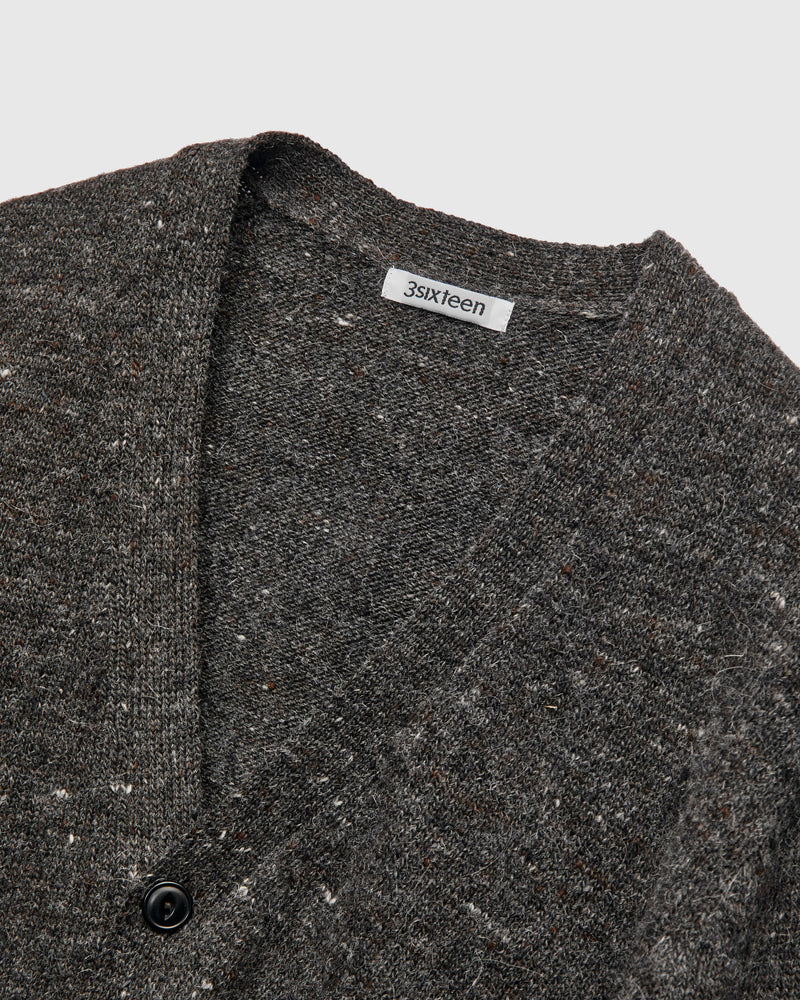 Alpaca Classic Cardigan in Pewter Tweed