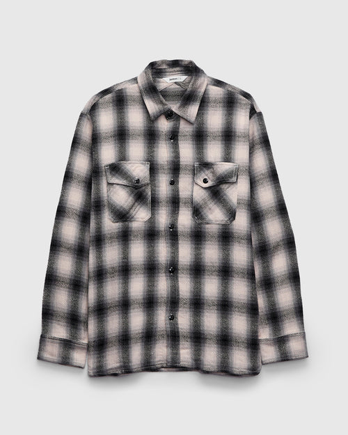Crosscut Flannel in Cream/Black Plaid