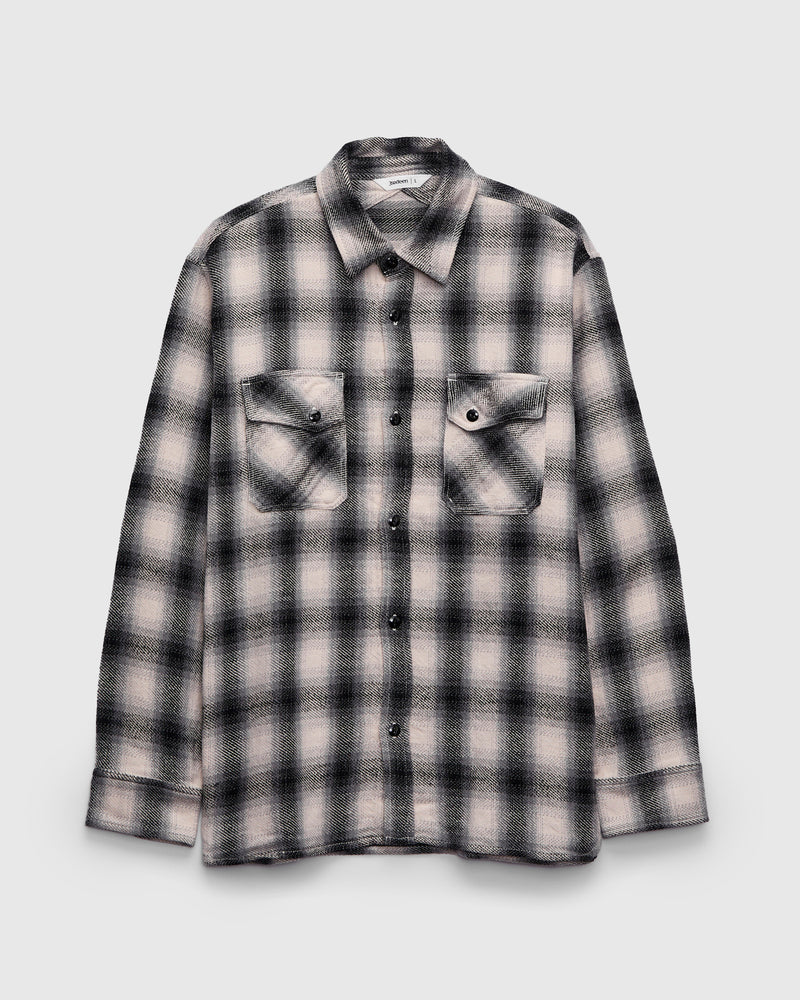 Crosscut Flannel in Cream/Black Plaid