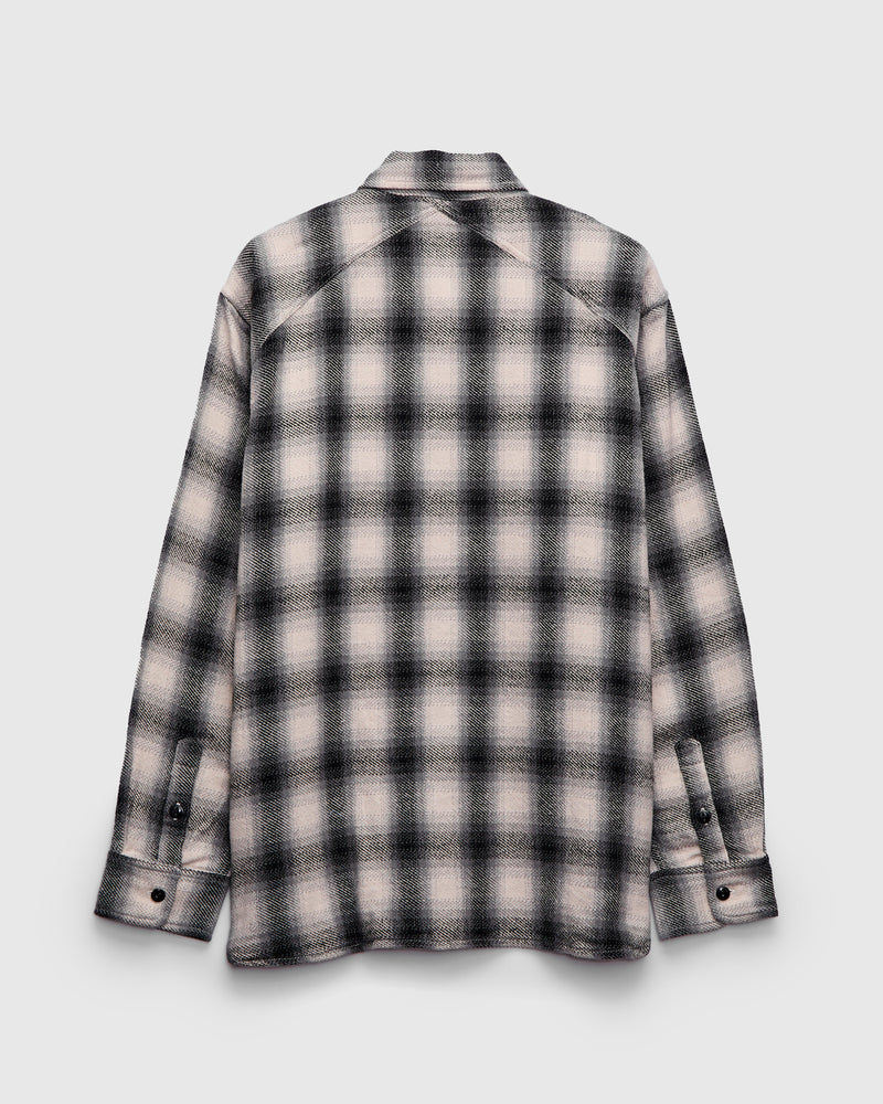 Crosscut Flannel in Cream/Black Plaid