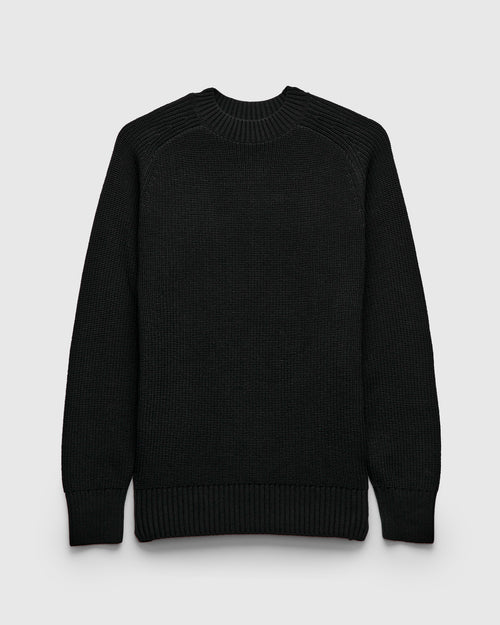Pima Cotton Crewneck Knit Sweater in Black