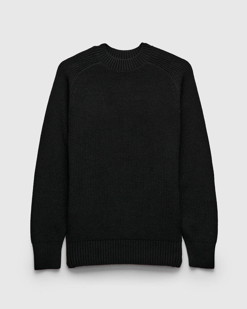 Pima Cotton Crewneck Knit Sweater in Black