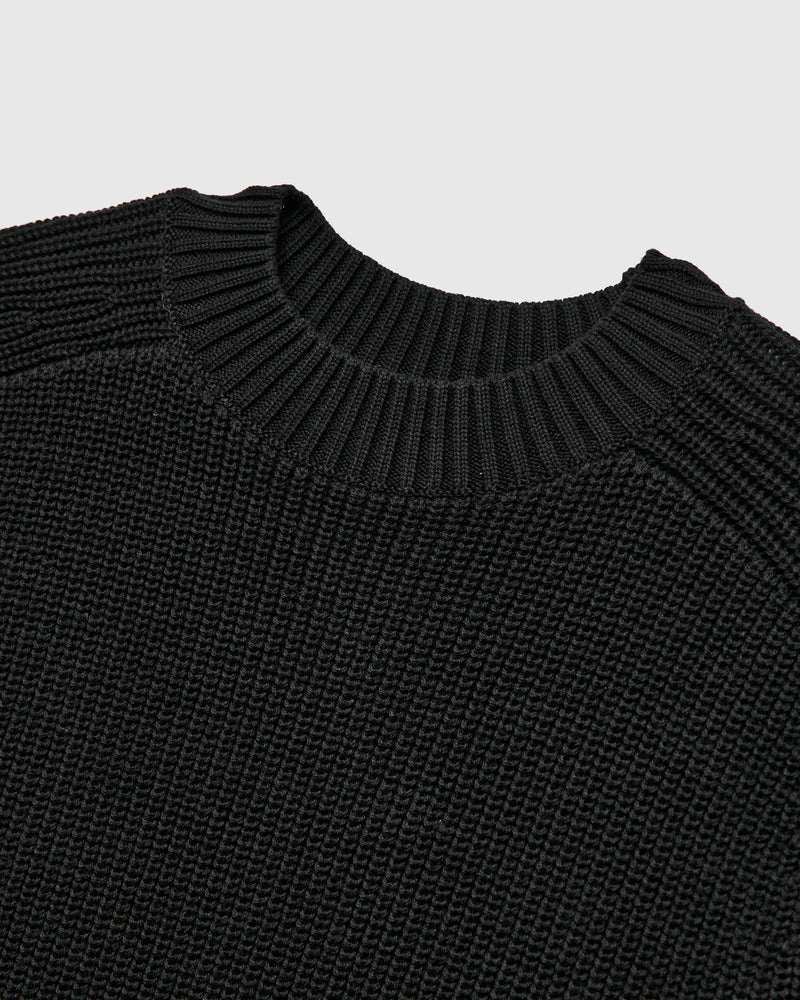 Pima Cotton Crewneck Knit Sweater in Black