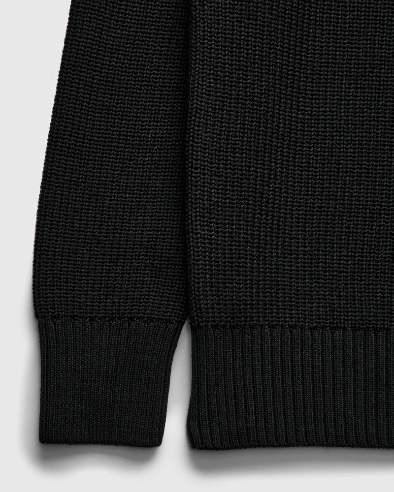 Pima Cotton Crewneck Knit Sweater in Black