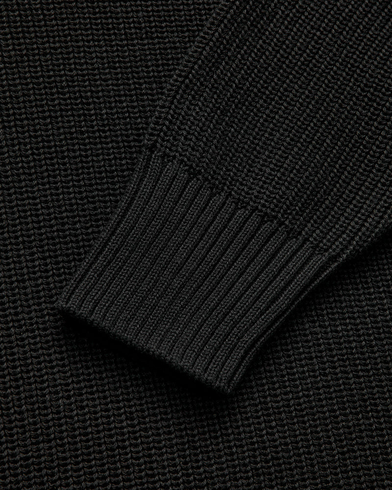 Pima Cotton Crewneck Knit Sweater in Black