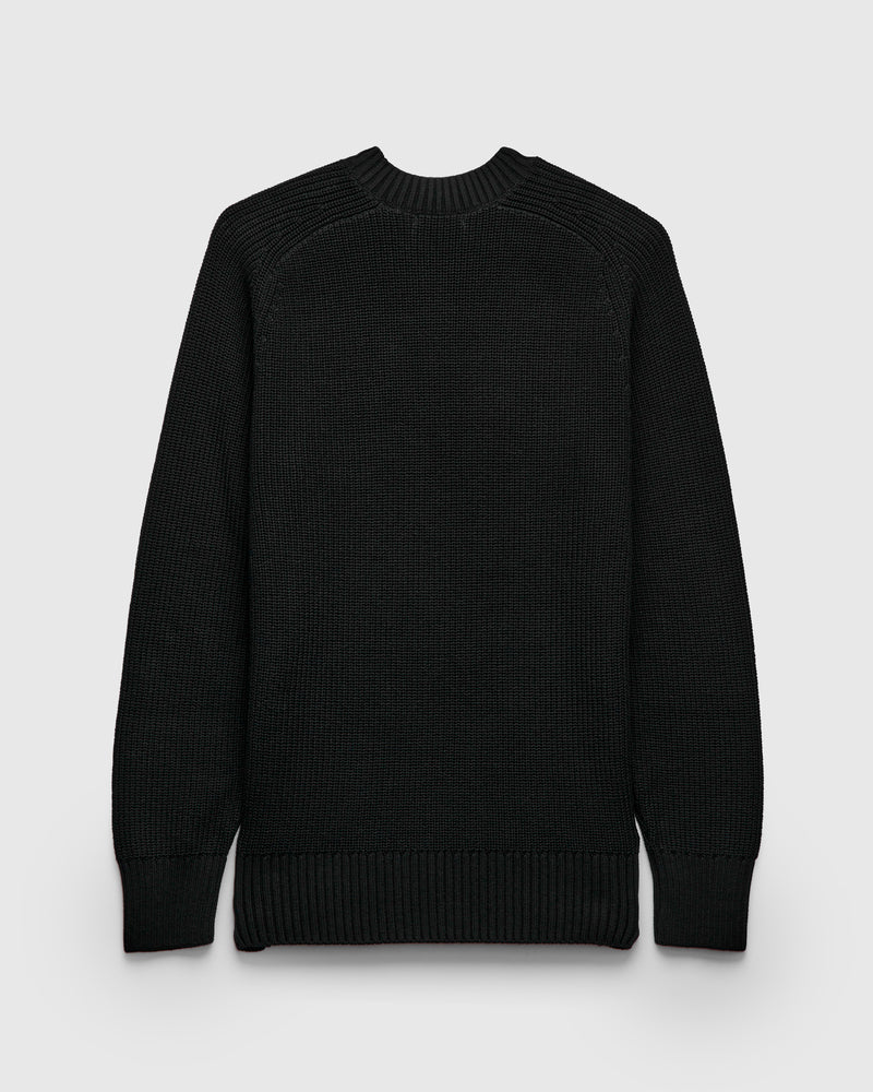 Pima Cotton Crewneck Knit Sweater in Black