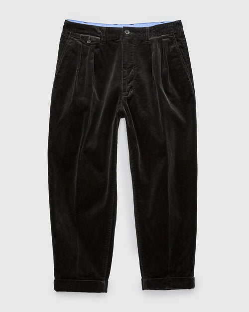 2-Pleat Corduroy Trousers in Charcoal