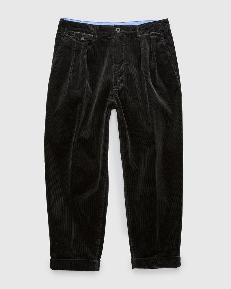 2-Pleat Corduroy Trousers in Charcoal