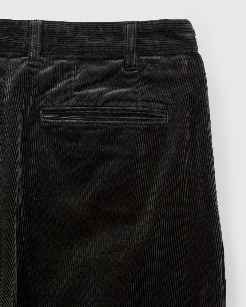 2-Pleat Corduroy Trousers in Charcoal
