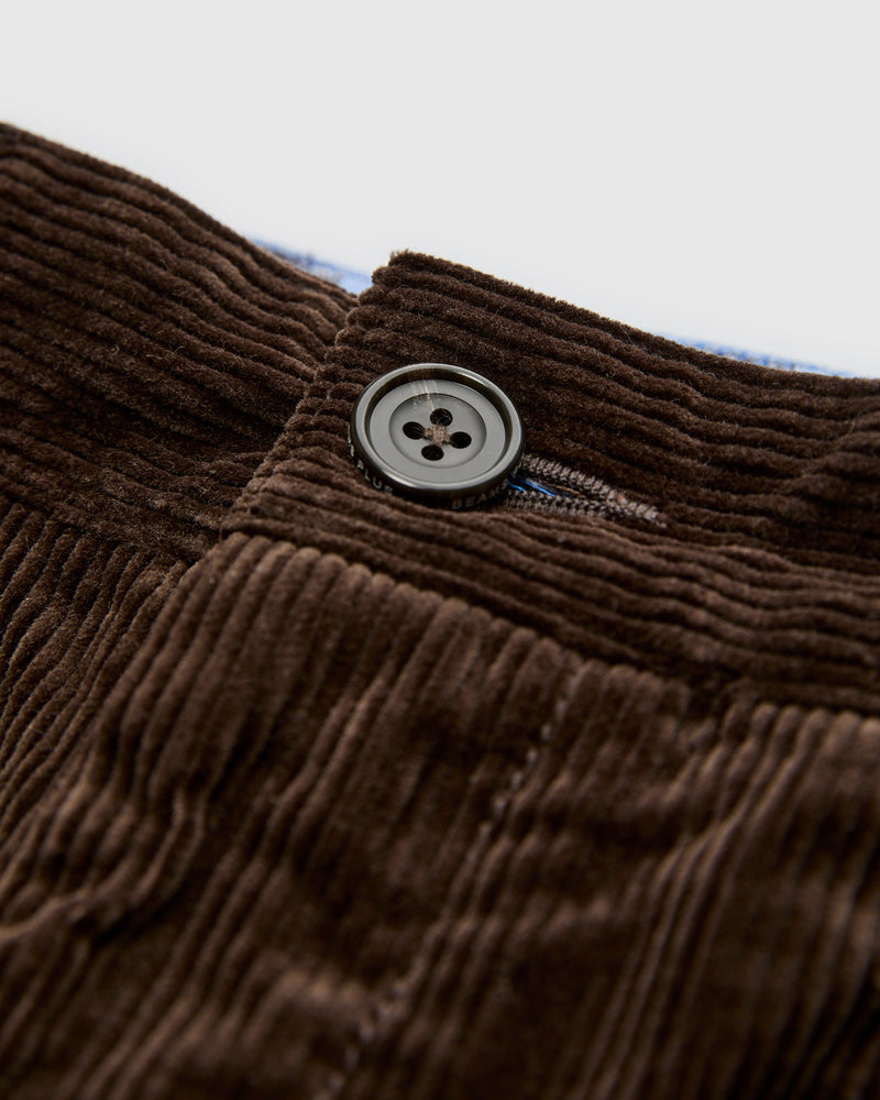 2-Pleat Corduroy Trousers in Dark Brown