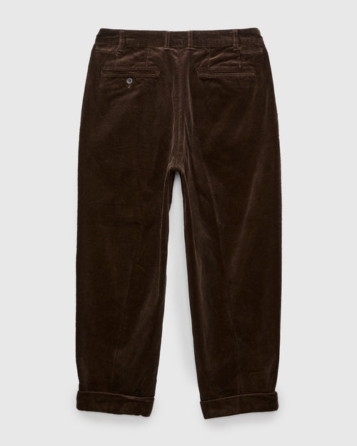 2-Pleat Corduroy Trousers in Dark Brown
