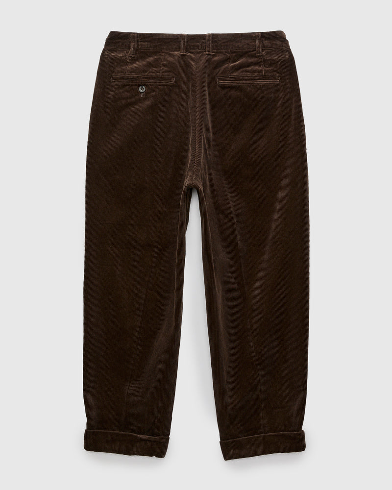2-Pleat Corduroy Trousers in Dark Brown