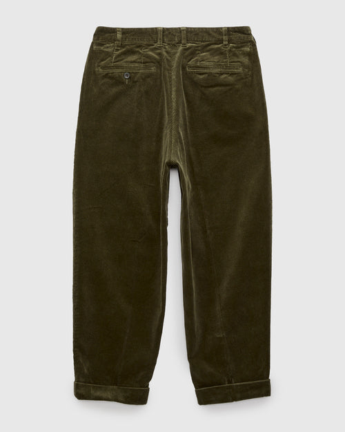 2-Pleat Corduroy Trousers in Dark Green