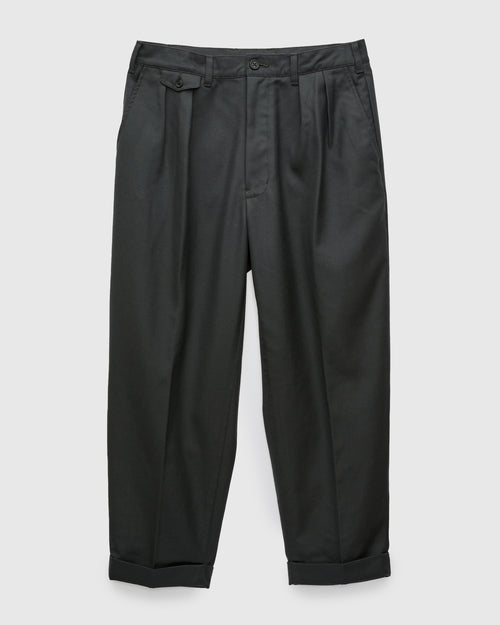 2-Pleat Laundry Wool Trousers in Charcoal
