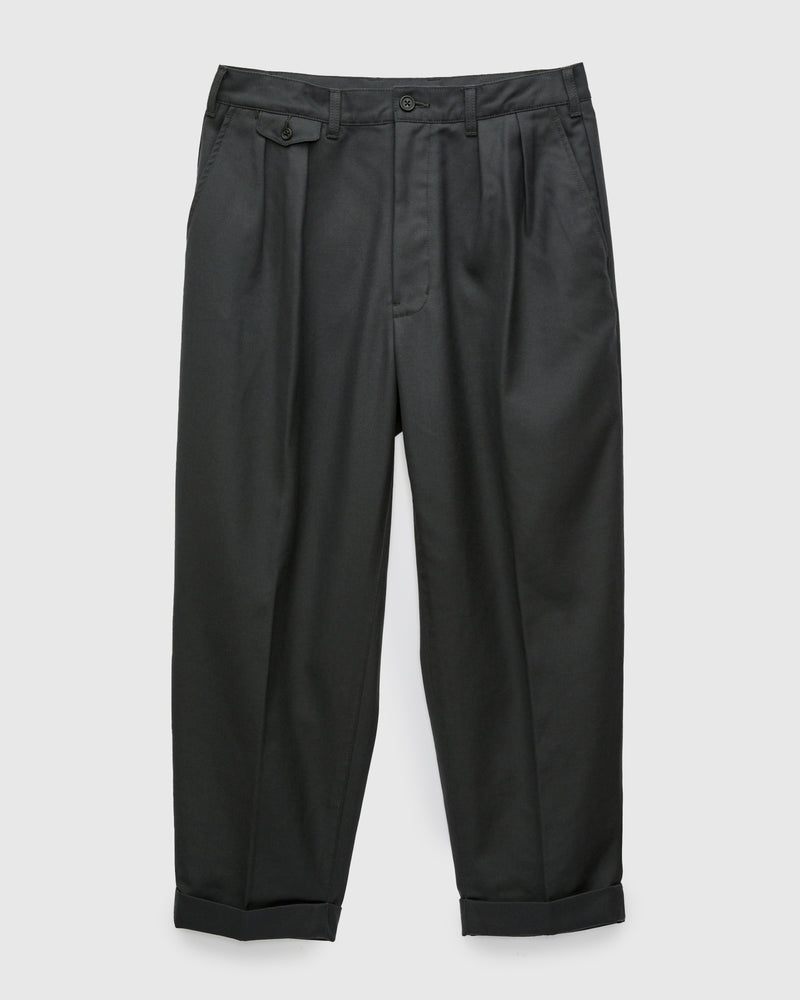 2-Pleat Laundry Wool Trousers in Charcoal