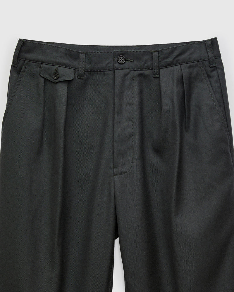 2-Pleat Laundry Wool Trousers in Charcoal
