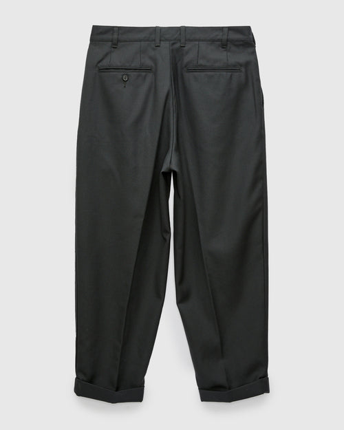 2-Pleat Laundry Wool Trousers in Charcoal