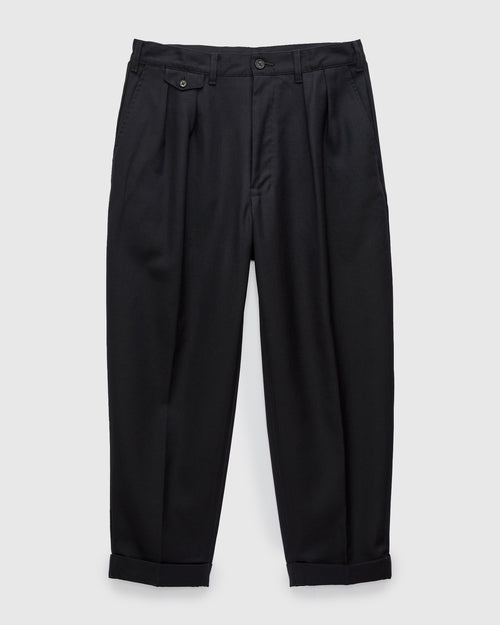 2-Pleat Laundry Wool Trousers in Navy