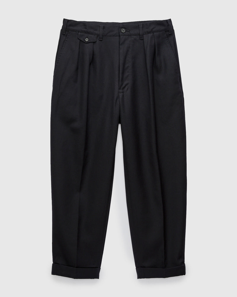 2-Pleat Laundry Wool Trousers in Navy
