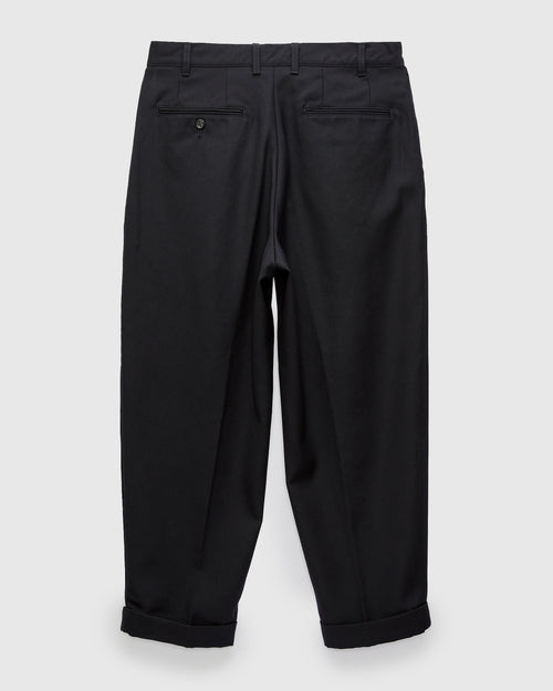 2-Pleat Laundry Wool Trousers in Navy