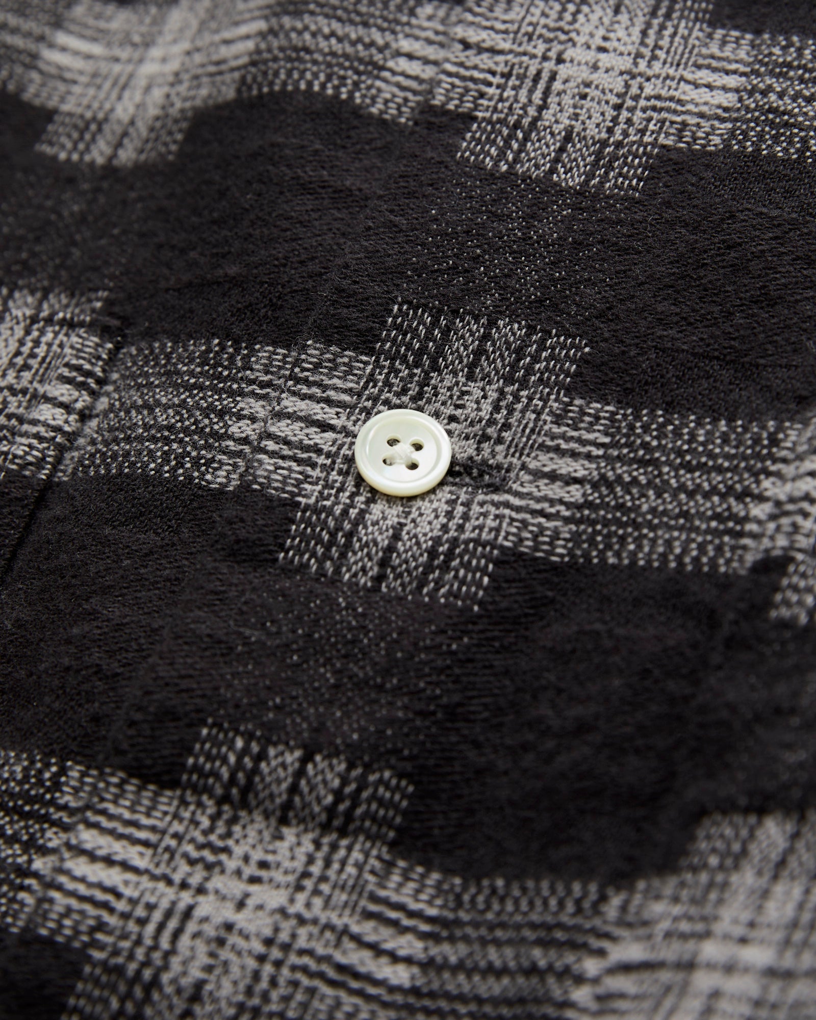 Brushed Satin Plaid Open Collar Shirt in Black – Blue Owl Workshop
