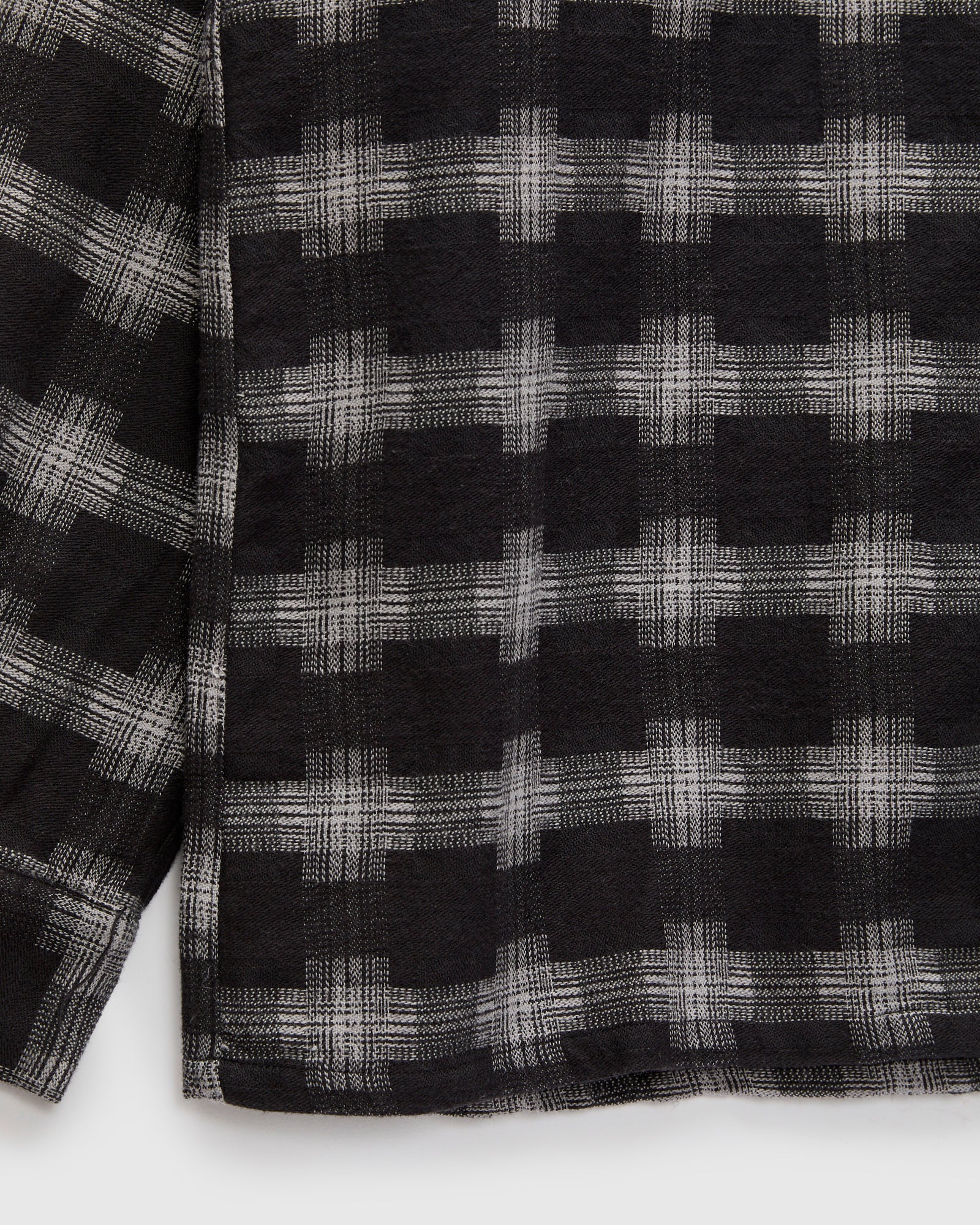 Brushed Satin Plaid Open Collar Shirt in Black – Blue Owl Workshop