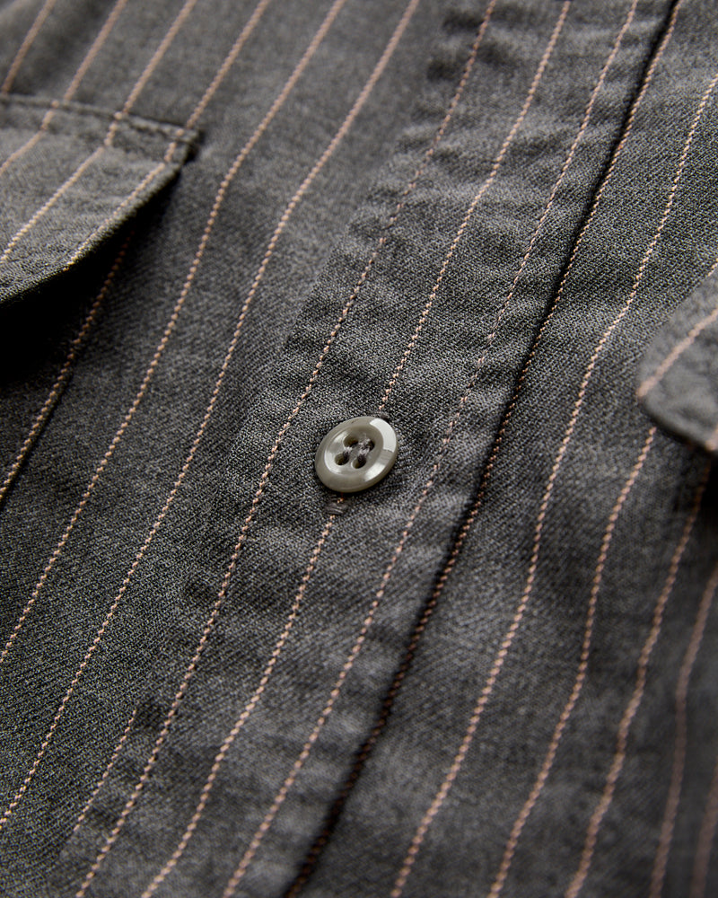 Serge Pinstripe Workshirt in Grey