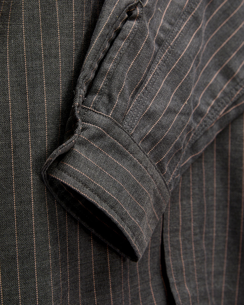 Serge Pinstripe Workshirt in Grey