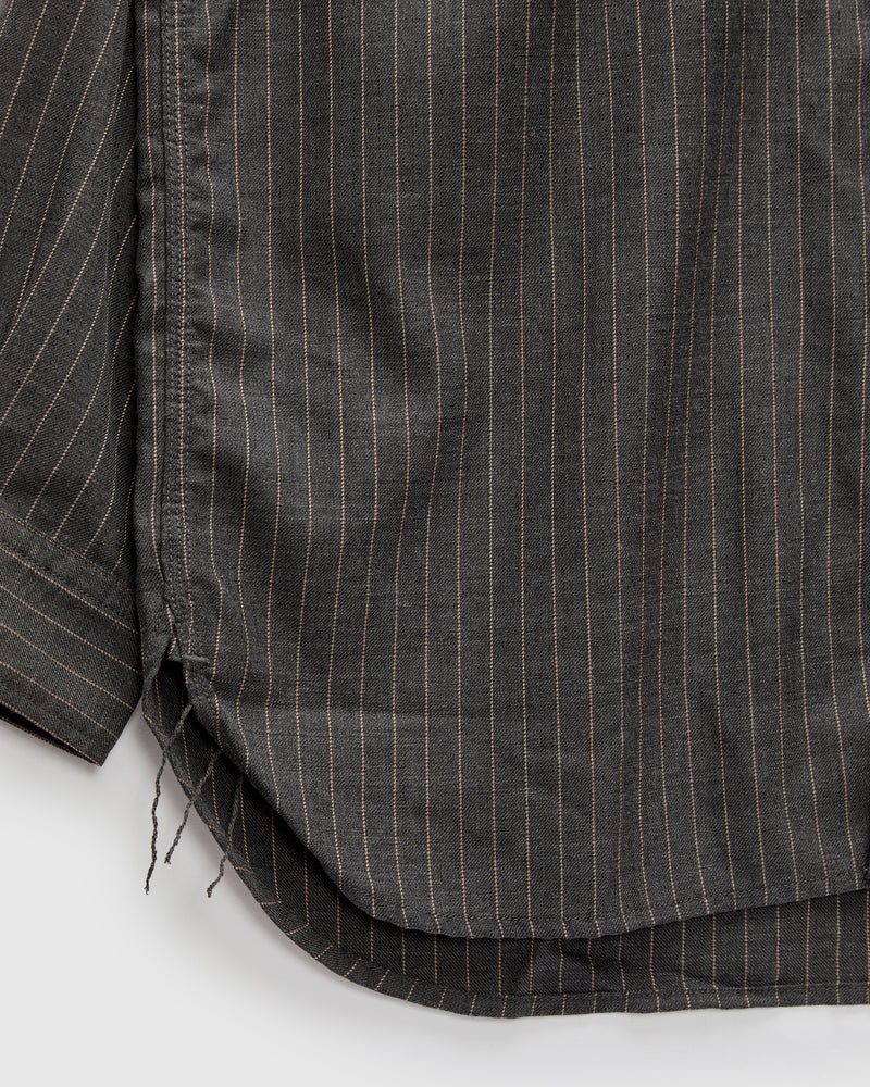 Serge Pinstripe Workshirt in Grey