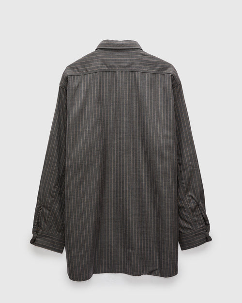 Serge Pinstripe Workshirt in Grey