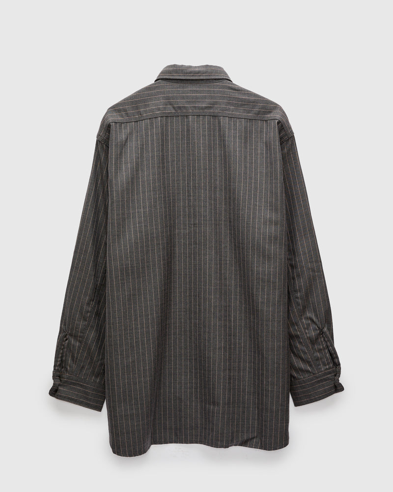 Serge Pinstripe Workshirt in Grey