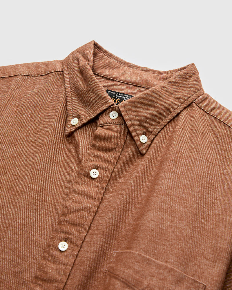 Solid Flannel Button-Down Shirt in Brown