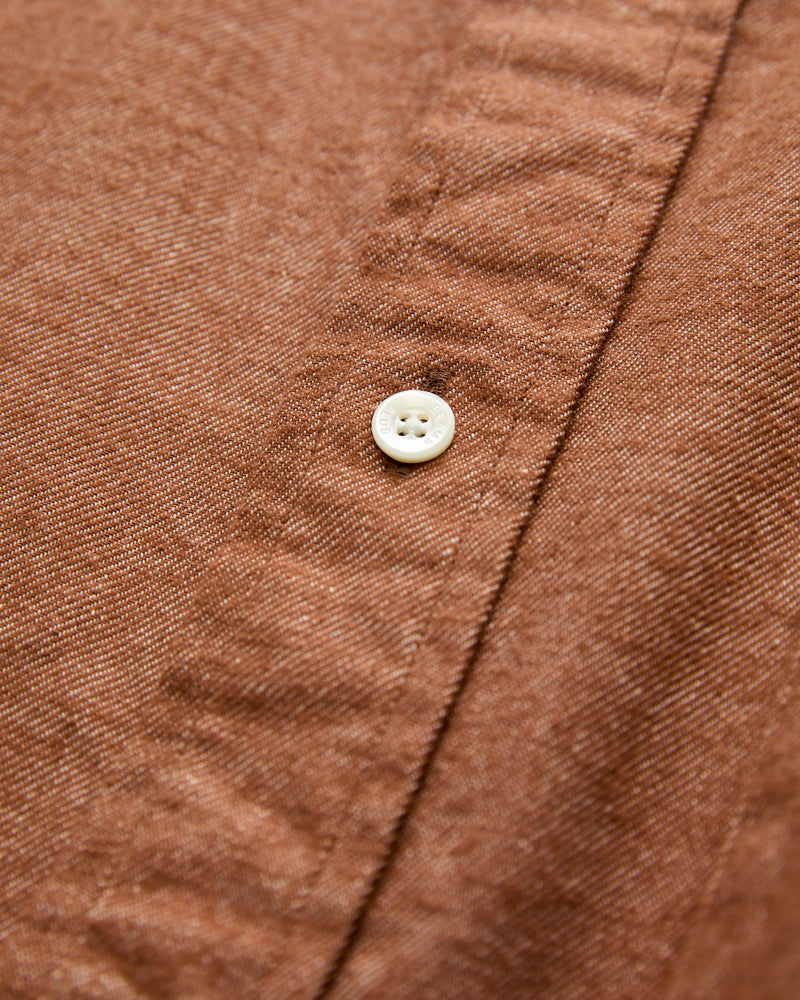 Solid Flannel Button-Down Shirt in Brown