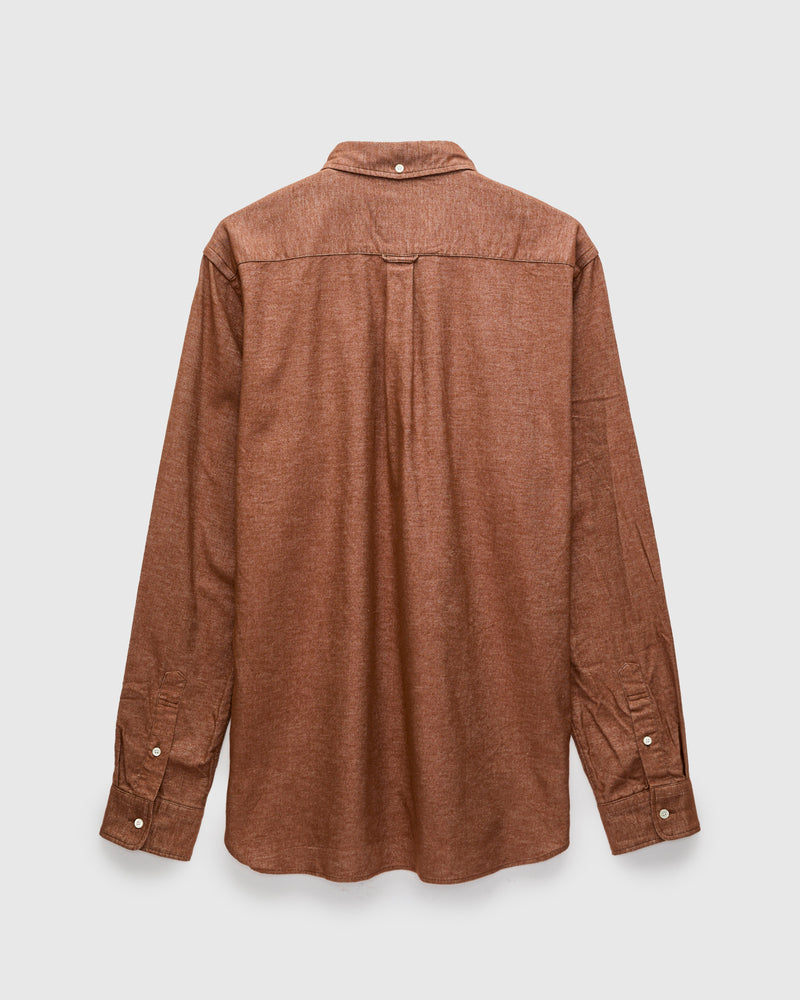 Solid Flannel Button-Down Shirt in Brown