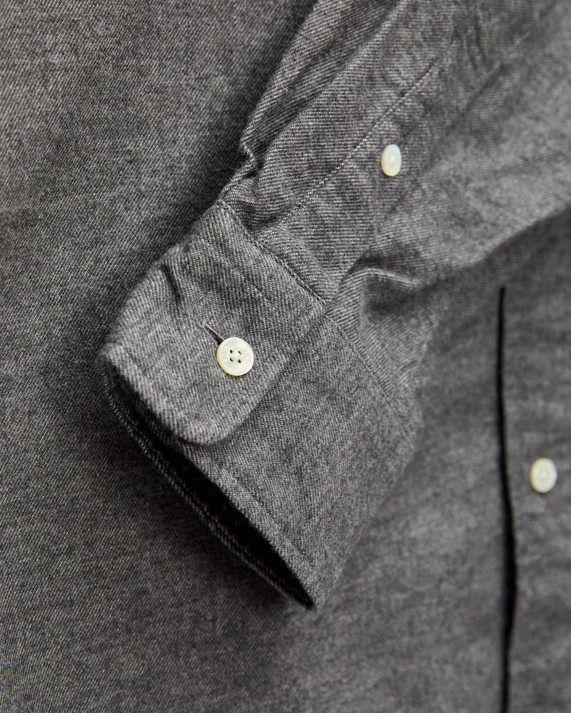 Solid Flannel Button-Down Shirt in Grey