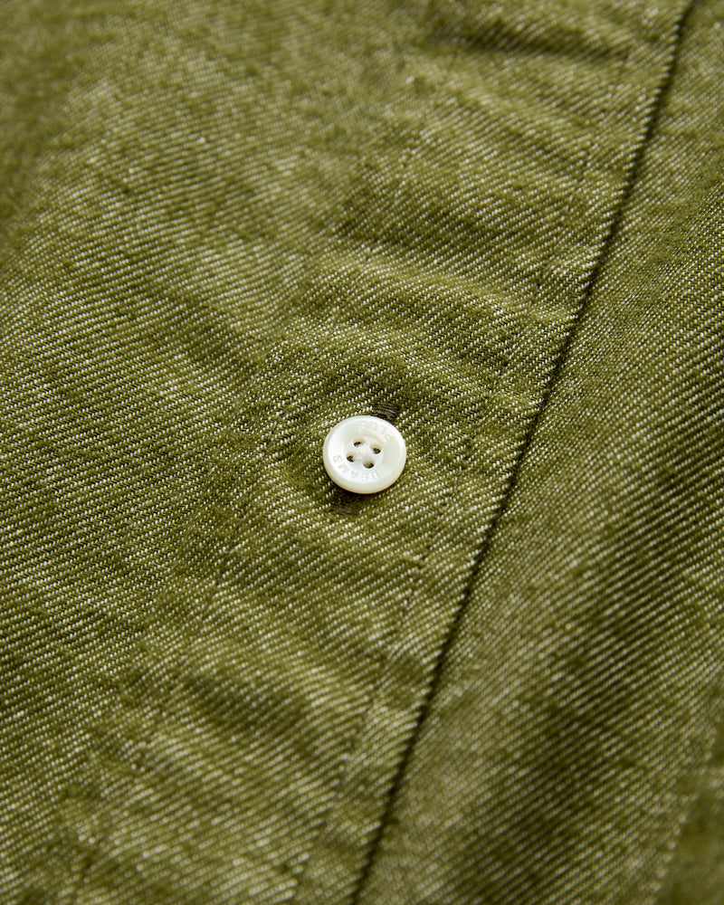 Solid Flannel Button-Down Shirt in Olive