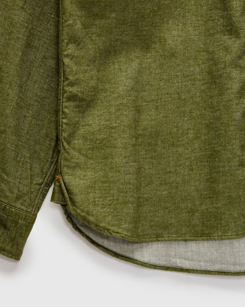 Solid Flannel Button-Down Shirt in Olive