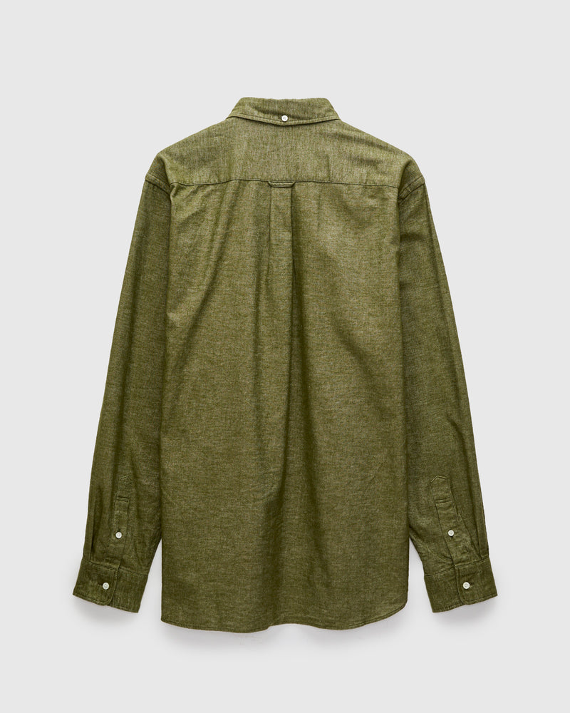 Solid Flannel Button-Down Shirt in Olive