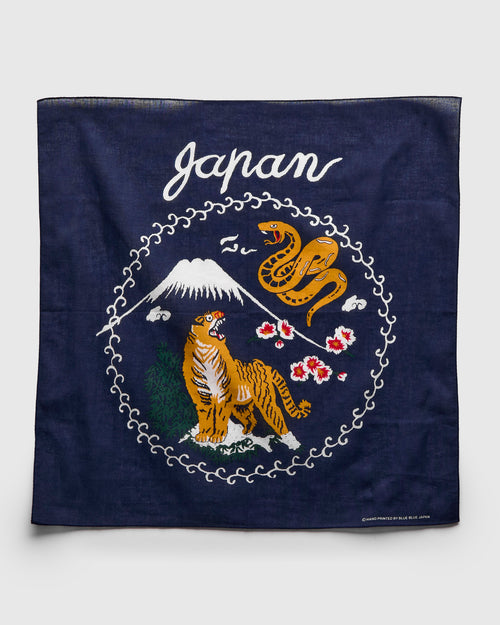 "Tora Ni Fuji" Bandanna in Dark Navy
