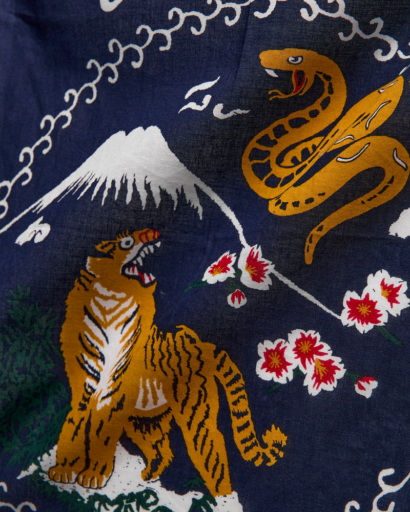 "Tora Ni Fuji" Bandanna in Dark Navy