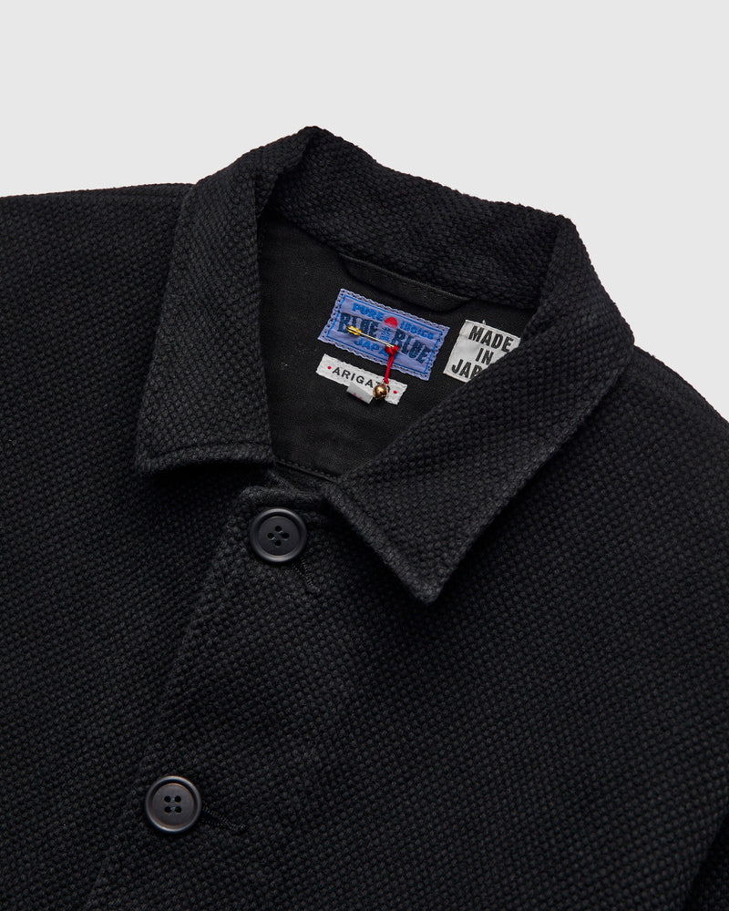Double Cloth Sashiko Coverall Jacket in Black